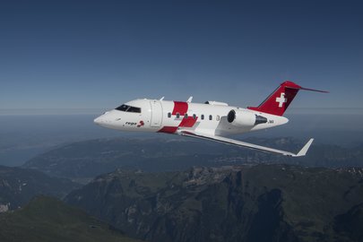The ambulance jet in the air
